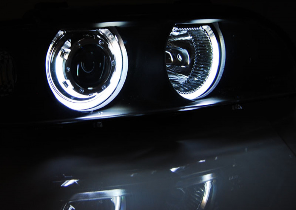 CCFL Angel Eyes Scheinwerfer für BMW 5er E39 95-03 schwarz
